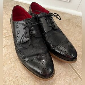 Jeremy Clarke men's black leather wingtip brogue derby shoes size 9